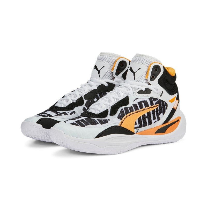 Zapatilla Puma  Playmaker Pro Mid ``White And Clementine´´