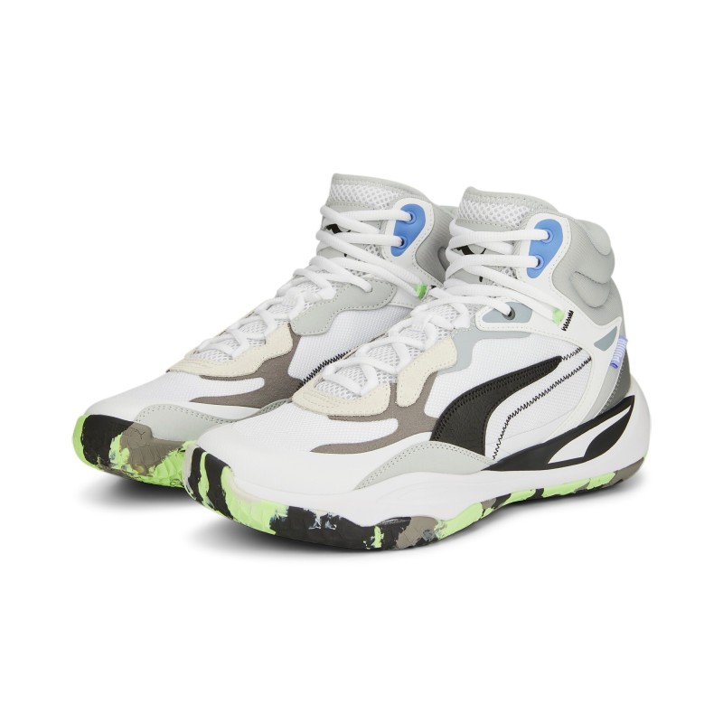 Zapatilla de Baloncesto Puma Playmaker Pro Mid "Blanca y Gris"