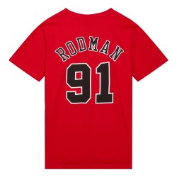 NBA Name & Number Dennis Rodman Chicago Bulls Red Tee 2