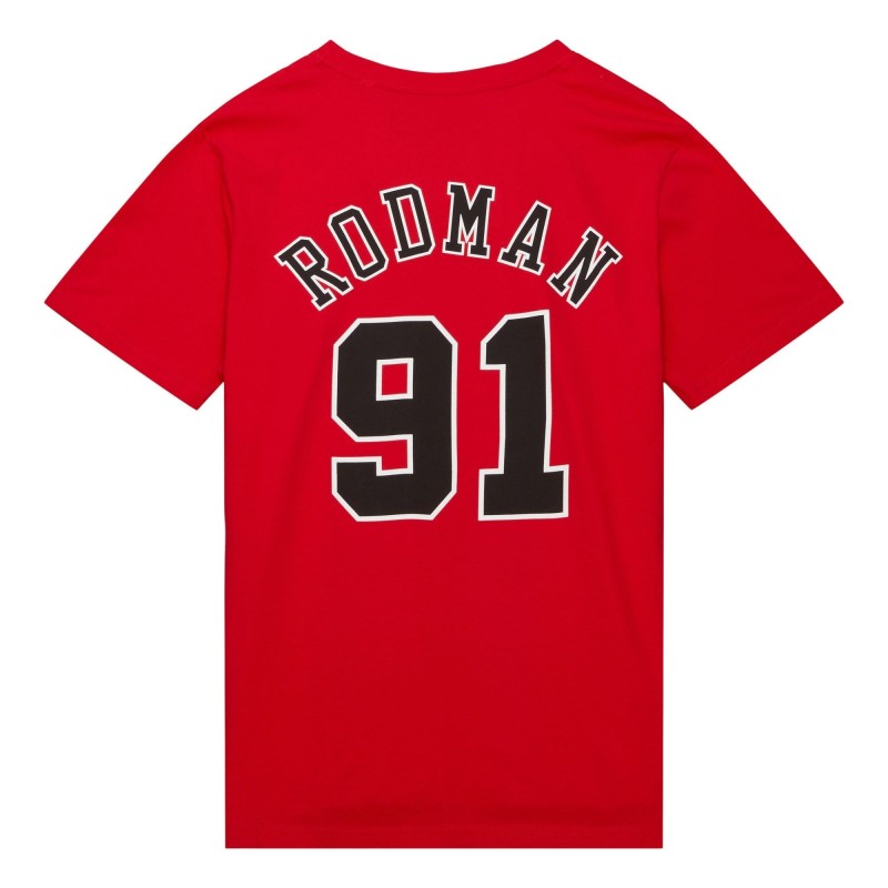 NBA Name & Number Dennis Rodman Chicago Bulls Red Tee