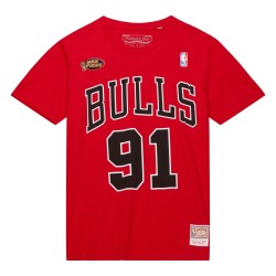 NBA Name & Number Dennis Rodman Chicago Bulls Red Tee