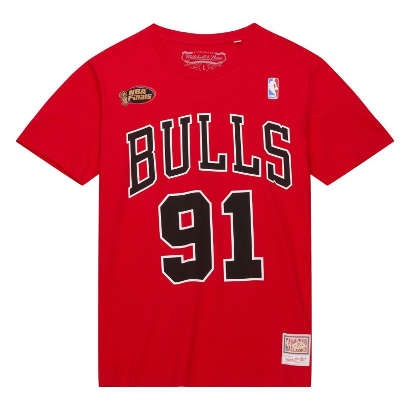 NBA Name & Number Dennis Rodman Chicago Bulls Red Tee