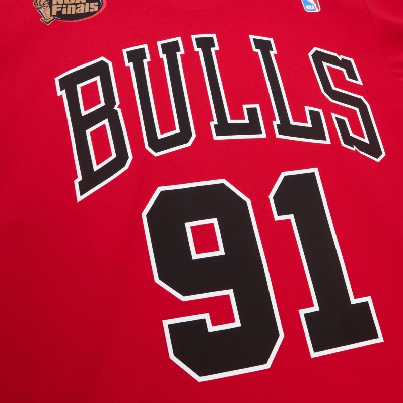 NBA Name & Number Dennis Rodman Chicago Bulls Red Tee