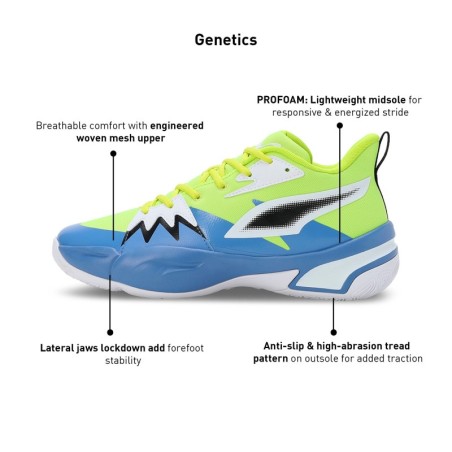Zapatilla de Baloncesto Puma Genetics "Lima y Azul"
