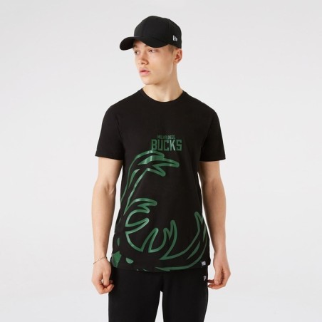 Camiseta NBA New Era Enlarged Logo Milwaukee Bucks | Camisetas NBA
