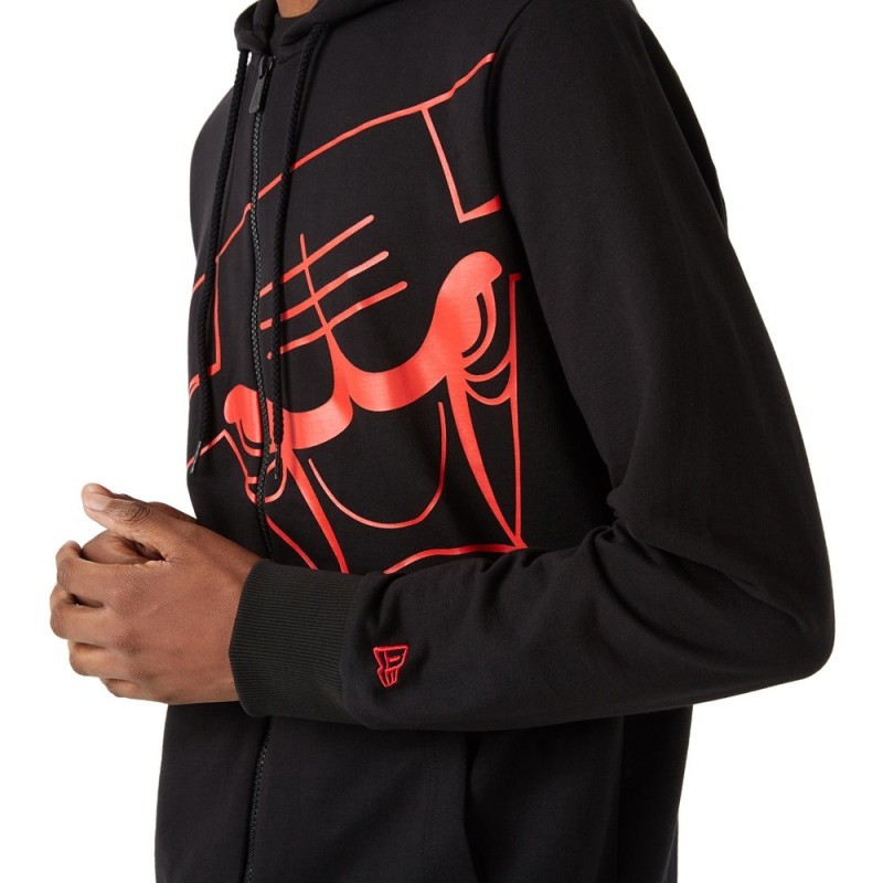Sudadera Hoody New Era NBA Oficial Enlarged Logo chicago bulls con cremallera