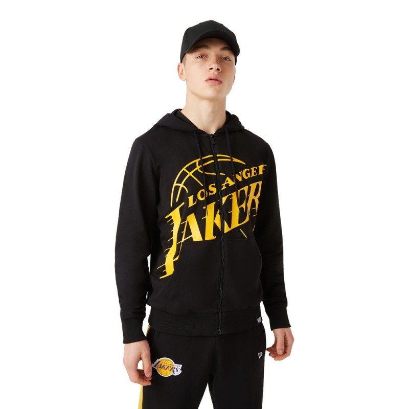 Sudadera Hoody New Era NBA Oficial Enlarged Logo Los Angeles Lakers con cremallera